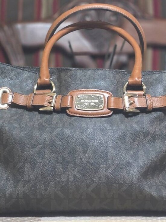 Michael Kors Handbags - Michael Kors Hamilton Large Monogram Signature Satchel Tote Shoulder Bag Brown